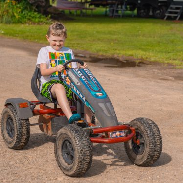 young boy, pedal cart