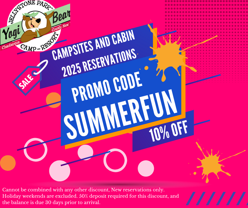 Campsite & Cabin 2025 Reservations - Chautaqua County Jellystone Park